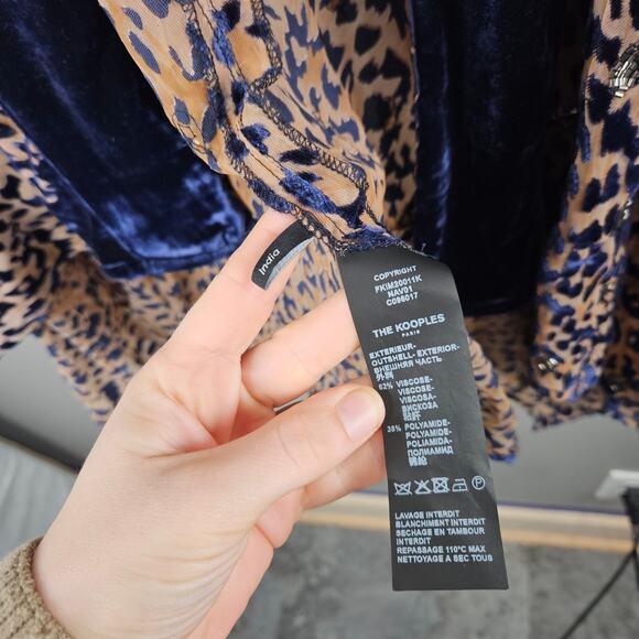 The Kooples Leopard Print Velvet Boho Kimono OS - Picture 3 of 6